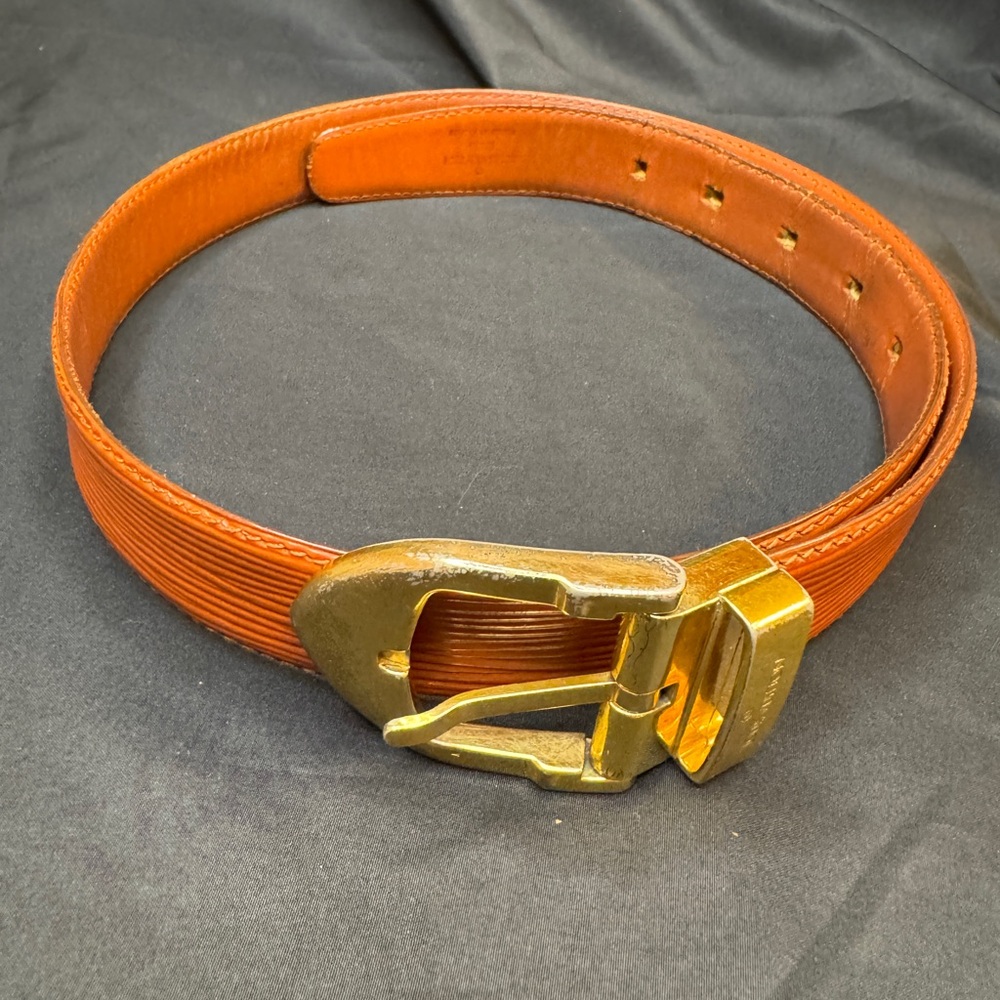 Louis Vuitton EPI Leather Cognac Brown Gold Buckle Belt - Picture 14 of 16